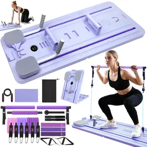 homimanor Pilates Board Set for Home Workout,Multifunctional Pilates Reformer Machine Abdominal Board with Pilates Bar and Resistance Bands Kit , Portable Pilates Set Home Gym Equipment，at home Pilates