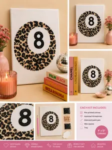 Cheetah 8 Ball 9x12 Bedazzle Kit, Home Decor Print for Wall