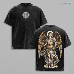 Archangel Michael Oversized Tee: Washed Cotton, Faithcore Streetwear