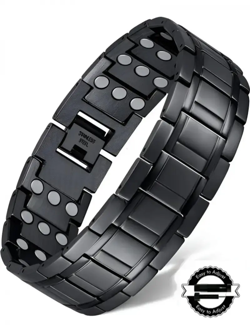 Stainless Steel Bracelets For Men, 3X Magnetic Bracelet With 3500 Gauss Magnets, Adjustable Bracelet With Sizing Tool Men Accessories