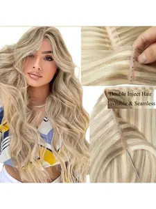 Invisible PU Weft Hair Extensions with Holes, Twin Tabs Design, Flat Weft for Seamless Look, Natural Appearance, Easy to Use, Seamless Narrow Weft