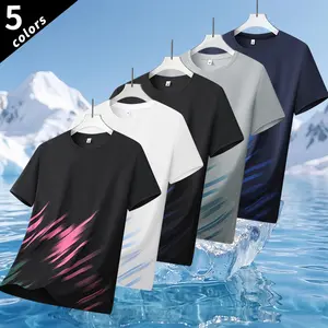 Pack of 5 – Men’s summer casual sports T-shirts, quick-dry comfortable fabric, stretchy breathable printed men’s fitness training short-sleeve shirts, suitable for outdoor sports, casual wear, gym workouts, running, and exercise; also great as gifts