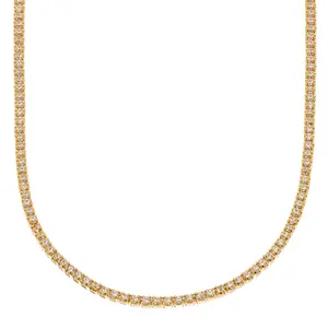 Swagy Chic Gold CZ Crystals Tennis Choker - Costume Jewelry Necklace, Fashion Accessory for Layered Looks