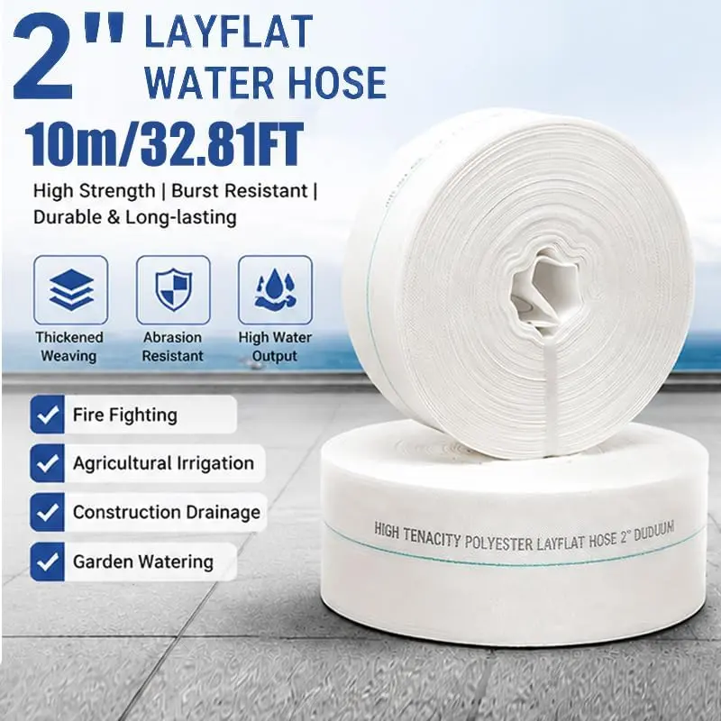 1.5-2 Inch Pool Backwash Hose Heavy Duty PVC Lay Flat Discharge Hose for Swimming Pool Pump
