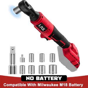 3/8" Brushless Ratchet Wrench Set for Milwaukee 18V Battery, Electric Cordless Ratchet, 1/4" Adapter, 3" Extension Bar & 7 Sockets (Battery not include) cordless  wrench angle  wrench