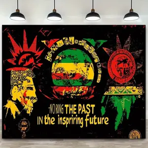 1pc Juneteenth Backdrop Vibrant Polyester Historical Icons Design Multiple Sizes Inspiring Future for Party Heritage Display Cultural Event