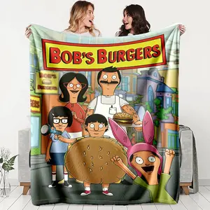 Bob Burger Family Fun Flannel Blanket, Soft Warm Anti-Pilling, Slogan Print Blanket, Throw, Bedspread, Sofa Cover, Ideal Gift for All Seasons