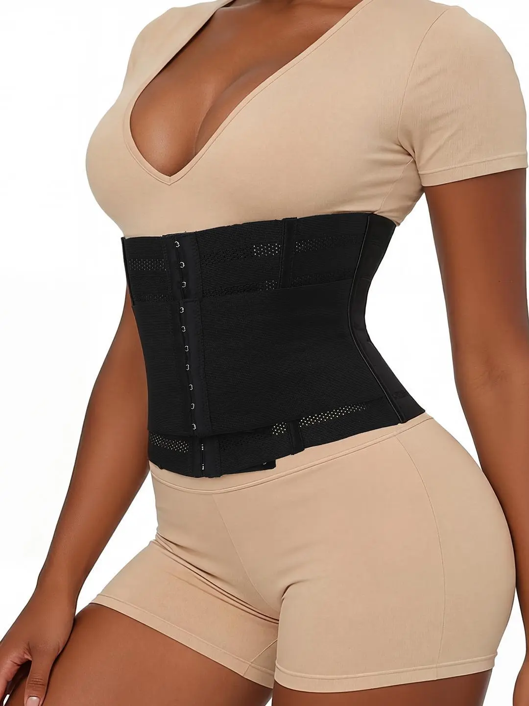 Queenral Women's Double Layer Smooth Seamless Formal Breathable Waist Cincher - Tummy Control Slimming Shaper Shapewear for Daily Wear, Workout