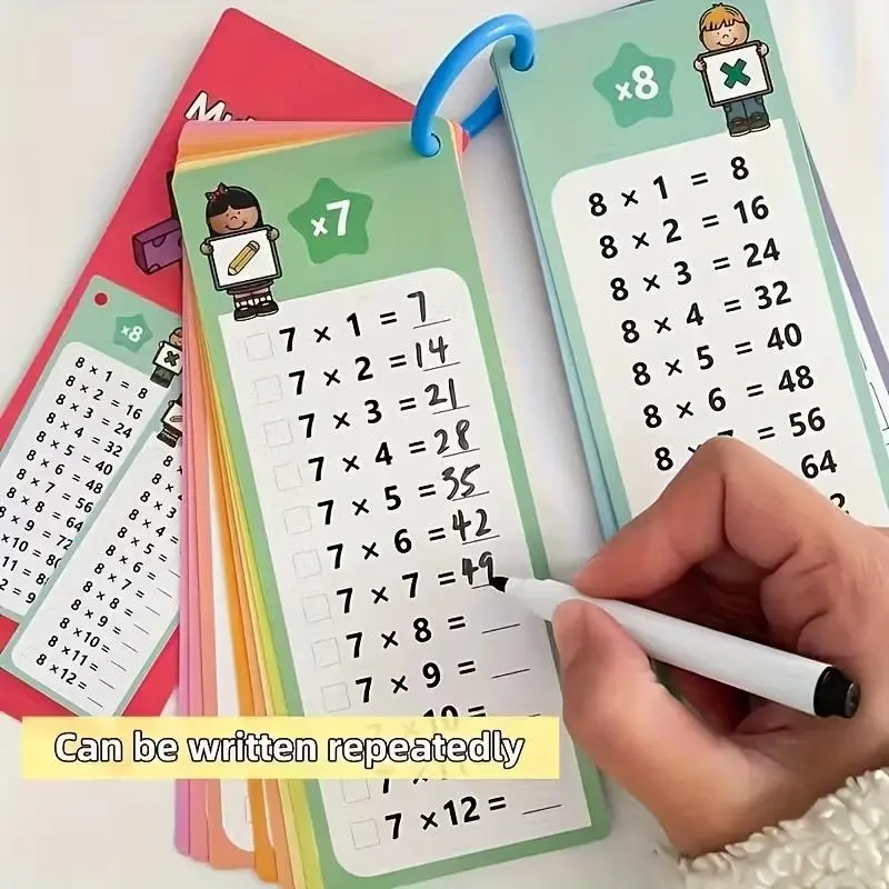 Multiplication Learning Cards, Writeable Practice Cards, Reusable Math Study Flashcards, (Multiplication Practice Cards from 1 to 12) For School Early Education and Home Education , Preschool Education Teaching Assistant Tool