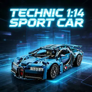 1:14 Scale Blue Bugatti Car Model Kit, over 1000 Pieces, Perfect for Home Decor, Kids and Adults Collection, Holiday Gift Set