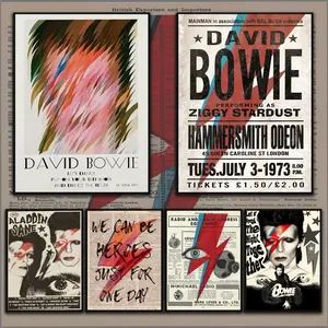 PIKPAKA D-David Bowies Music Album Cover Singer Cool Fashion Poster HD Sticky Waterproof Wall Art High Quality Print Aesthetic Home Living Bedroom Bathroom Hallway Decor Trendy Room Decoration Easy-To-Apply Gift Durable