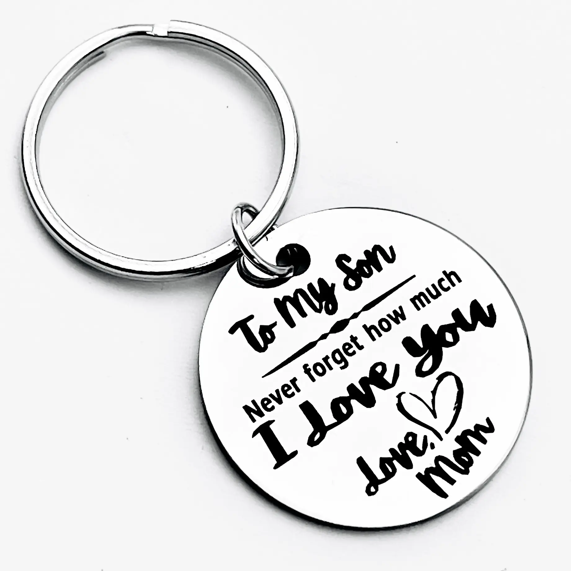 Stainless Steel Keychain | Mother's Inspiration to Her Son | Engraved "To My Son" Heart Letter Theme | Gift for Birthdays, Graduations, Christmas, Valentine's Day | Suitable for Men and Women