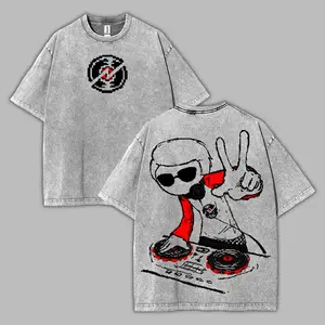 Dave Strider Washed Cotton Shirt, Homestuck Cool Kid Graphic Tee, Vintage Double Printed T-Shirt Menswear