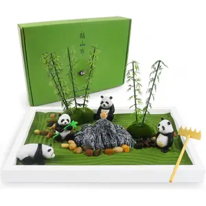 Panda Mini Zen Garden for Desk 11" x 8" Automatic Zen Garden Sand Bowl Japanese Desk Decor Zen Garden Accessories Kit Zen Decor Panda Gifts Rake Home Decor Room Decor