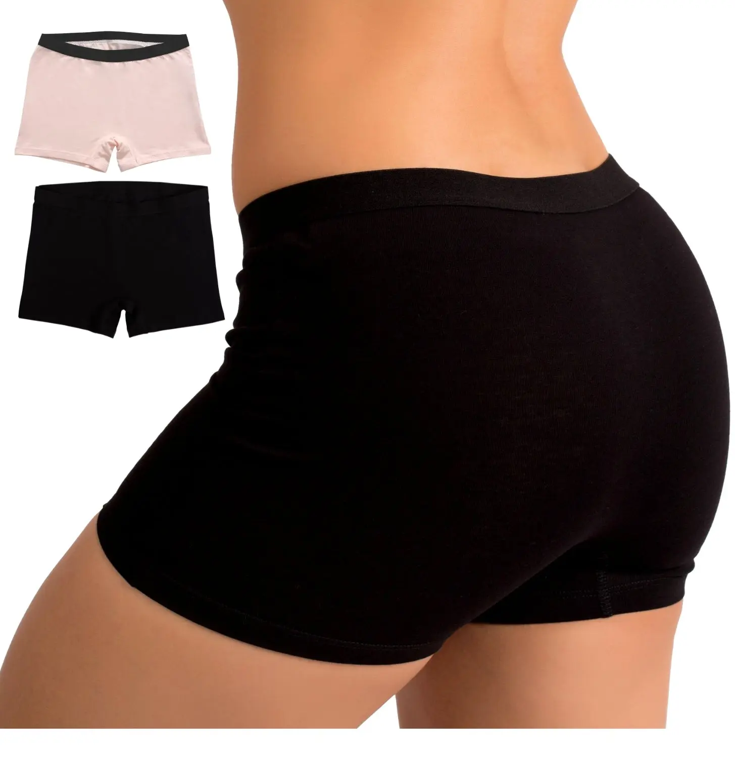 EVARI Women's Boyshorts Panties Comfortable Cotton Underwear Boxer Briefs Pack for Ladies Pack of 2