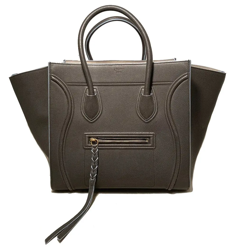 Pre-owned Celine Grained Leather Tote Bags Medium Grey Leather Phantom Luggage Tote