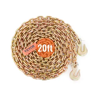 【fathersdaygift】VEVOR Transport Binder Chain, 4900lbs Working Load Limit, 5/16''x20' G80 Tow Chain Tie Down with Grab Hooks, DOT Certified, Galvanized Coating Manganese Steel for Dock Factory Construction Site, 2Pack