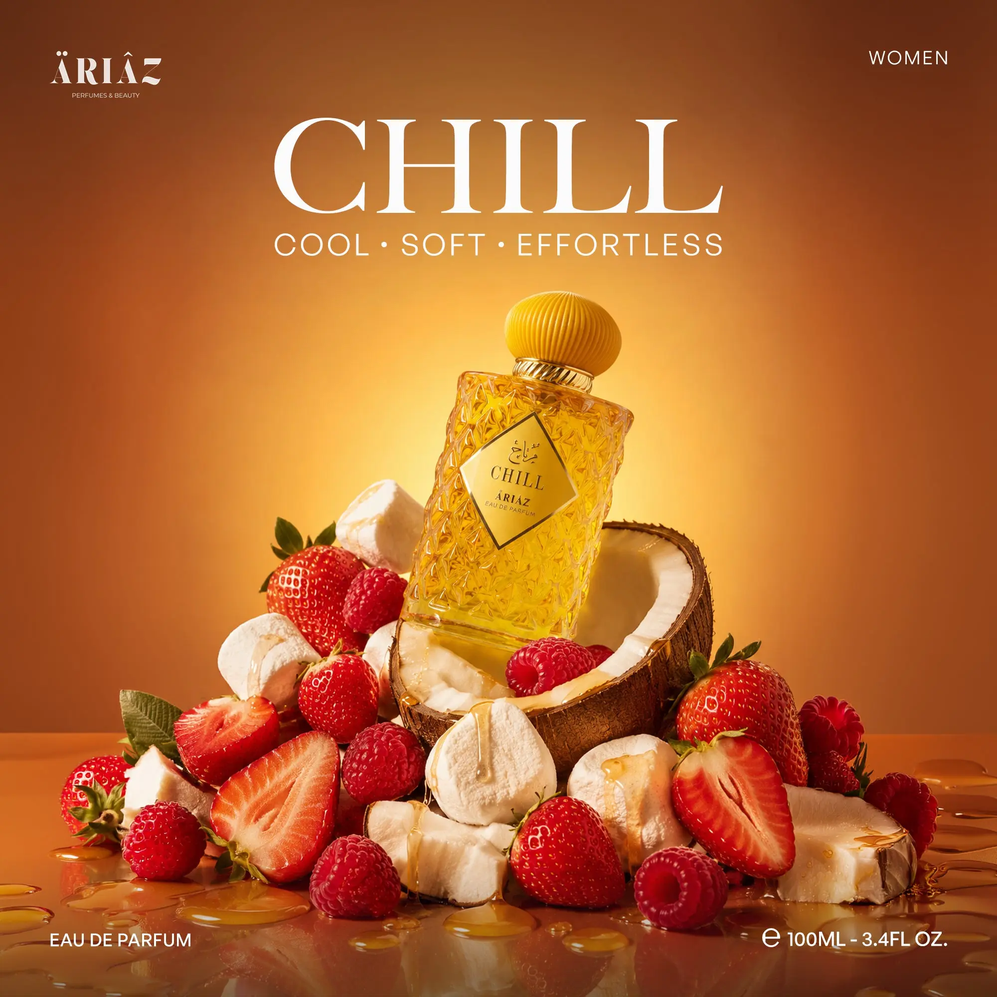 Chill by ARIAZ 3.4oz/100ml Eau De Parfum for Women – Spicy Gourmand