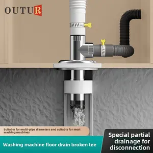 Washing Machine Floor Drain Adapter 3 Way Anti Odor Pipe Connector Universal Bathroom Drainage System Overflow Prevention Kit