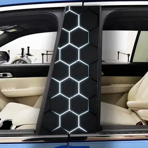 Pack of 2 Popular - Cold Light Honeycomb Mesh - Shadow Beast Vinyl Car Stickers on Car Windows - Easy to Paste and Remove, Durable PVC Stickers for Glass, Metal, Plastic Surfaces - Fun and Creative Bumper Protector, Rectangle Shapes Decal for Cars