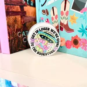 Get In Loser Were Going to the Bookstore Phone Grip, Bookish Phone Stand, UFO Phone Grip, Get in loser Bookish Gift, Kindle Accessory, Book gift
