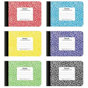 Oxford Jr. Composition Notebooks, Notebooks for School, School Supplies, Half Size, 4-7/8 x 7-1/2 Inches, Wide Ruled Paper, Kids Journal, 80 Sheets, Assorted Primary Covers, 6 Pack (63779)