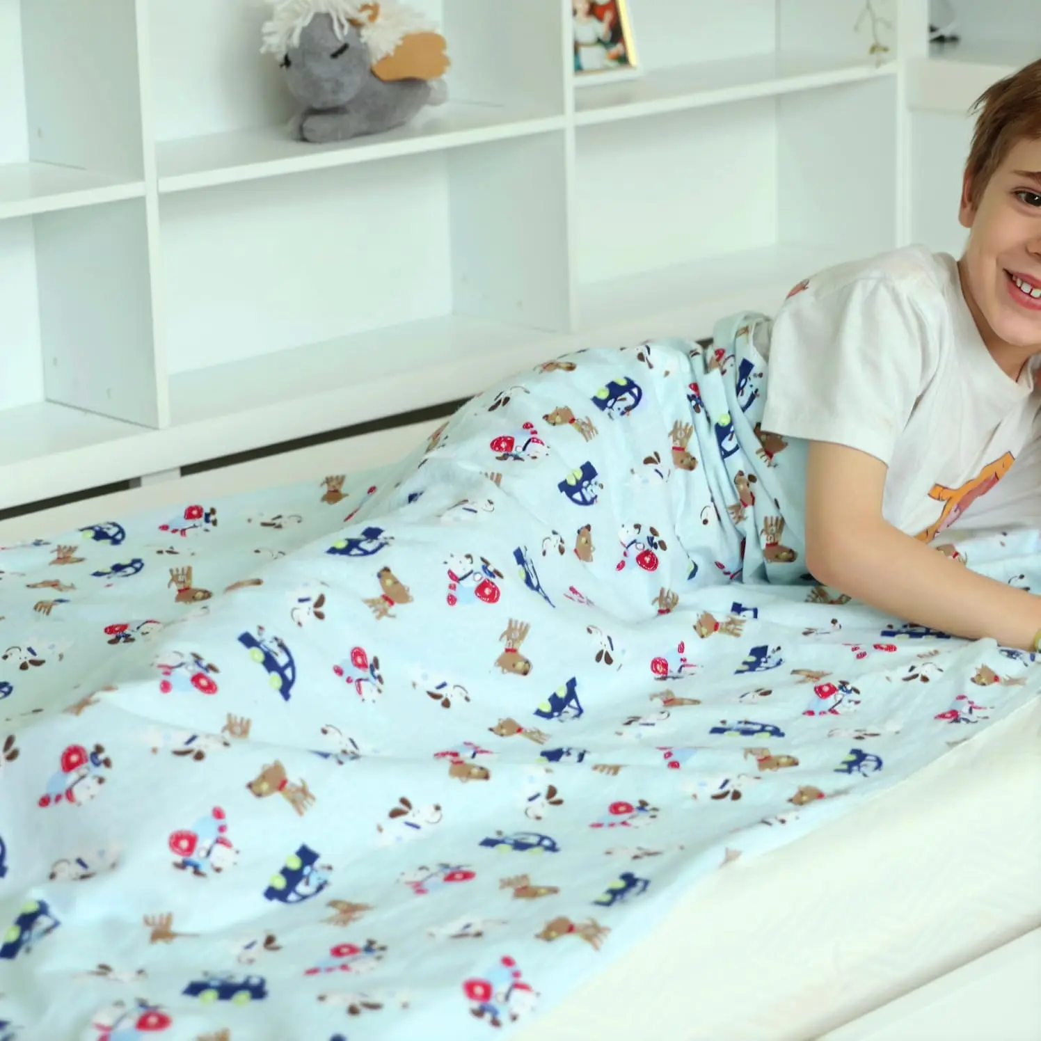Throw Blanket - Soft Cotton  Blanket with Cute Dogs &  , Breathable Lightweight Bed Throw for Boys Girls,  for Spring Summer Fall, 40 x 60 in (101.6 x 152.4 cm)