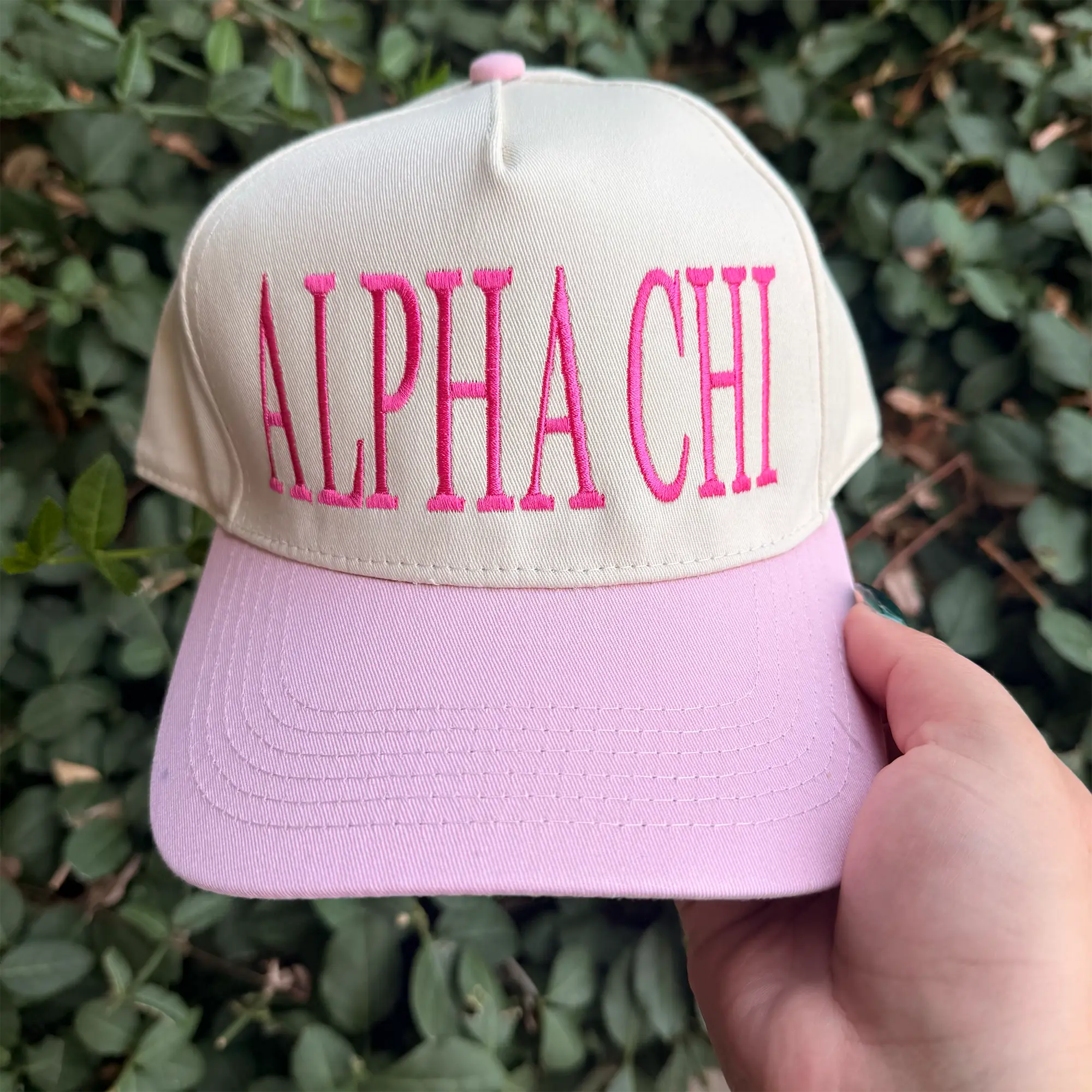 Alpha Chi Omega Vintage Embroidered Hat – Two Toned Hat