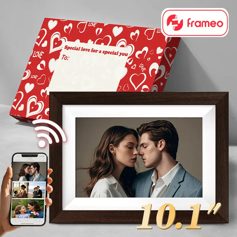Frameo Digital Photo Frame Gift idea - Compact Design for Home or Office Use, Easy to Install & Maintain Decor Wood Giftbox