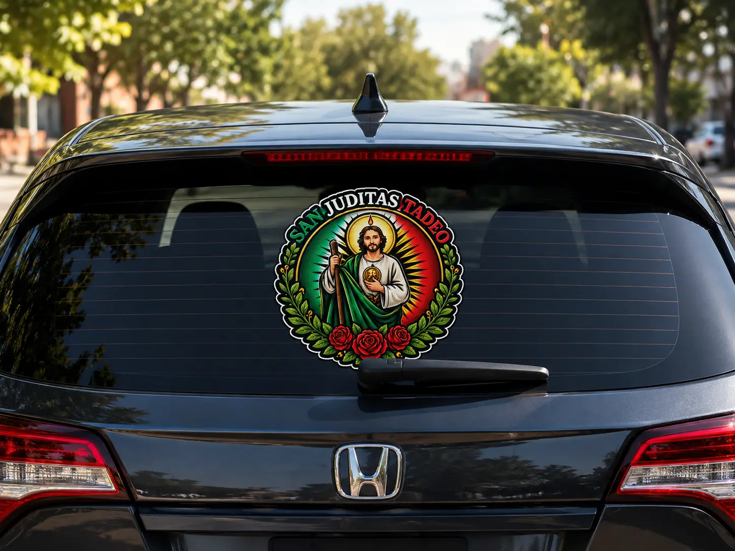 Premium Saint Jude Car Decal | Waterproof Vinyl Sticker for Rear Window & Smooth Surfaces
