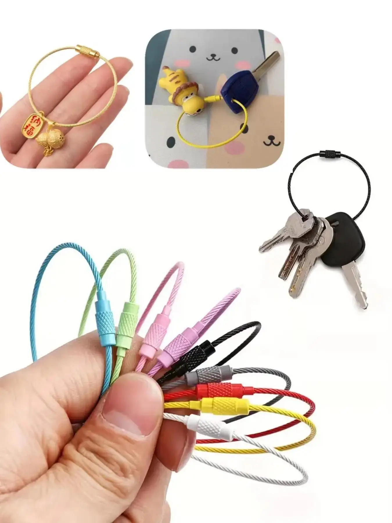 Car Keychain, 5counts/set Round Design Keychain for Car Key, Fashion Accessories for Women & Men, Alloy Construction