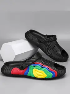 1 Pair Unisex Rainbow Wavy Clogs | Street Trendy Style | Rainbow Color-Block Decor + Wavy Texture + 2-in-1 Wear Design | Daily Outings/Home Wear, Must-Have Unique Comfort Clogs for Trendsetters