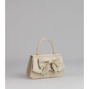 So Pristine Bow Rhinestone Purse