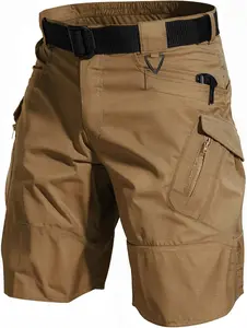 Men's Hiking Shorts Waterproof Tactical Cargo Short Pants Quick Dry Work Shorts with Multi Pockets(No Belt)