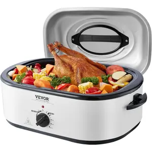 VEVOR Roaster Oven, 26QT Electric Roasting Pan, 150 - 450 Adjustable Temperature Fast - Cooking Turkey Roaster with Cool - Touch Handle, Visible Self - Basting Lid, Defrost Warm Function, Fits 30lb TurkeyVEVOR Super Brand Day