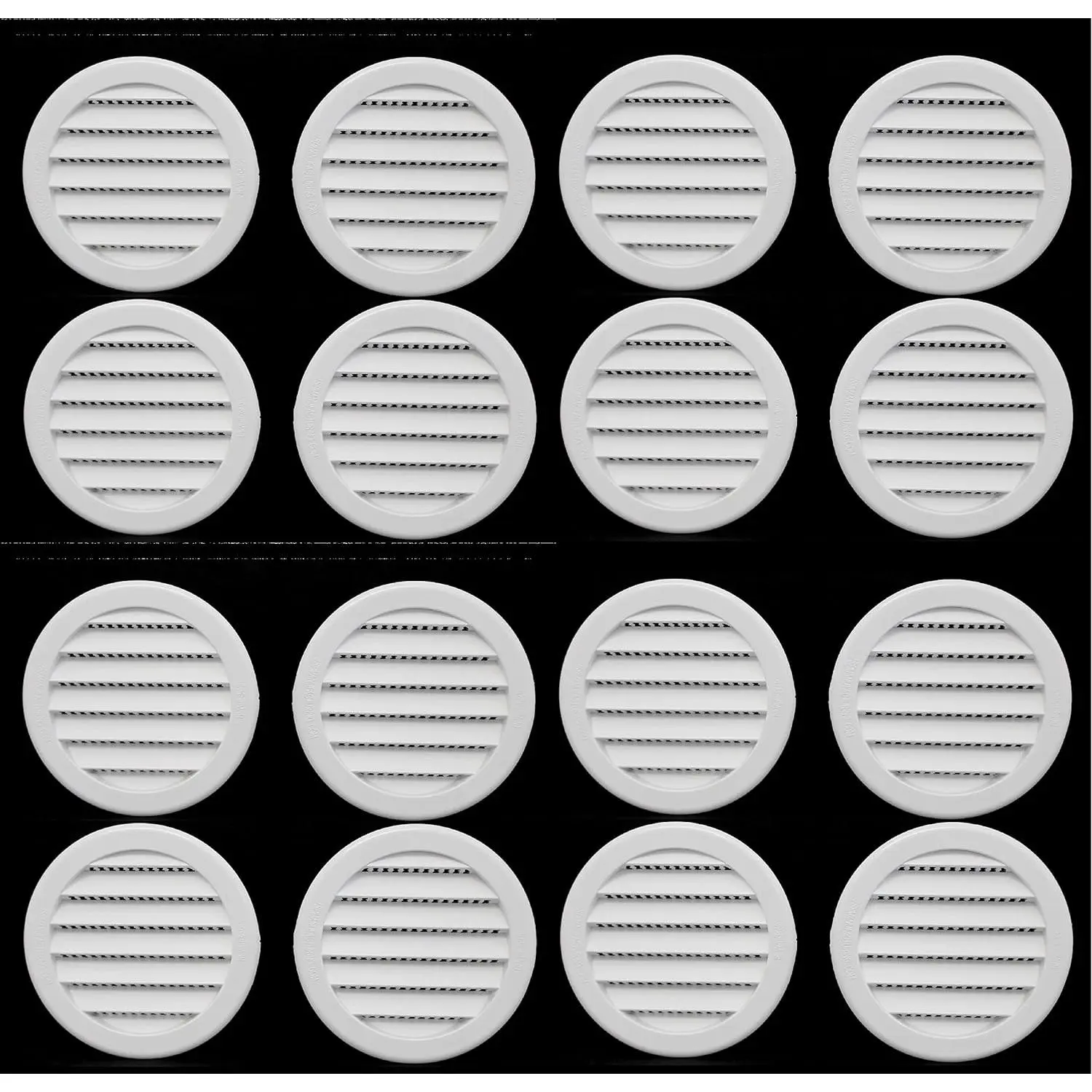 3" Round Plastic Louver Soffit Air Vent with 3 Inch Round Holes, Drill-Type Hole Reptile Screen Grille Cover, 16 Vents (White, Synthetic Racks Compatible)