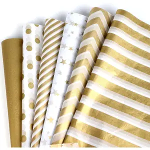 60 Sheets 30x45cm/11x17 inch  White Metallic Tissue Paper, Metallic  Wrapping Tissue Paper for Christmas Weddings Birthday Party Showers DIY Arts Crafts (6 Styles)