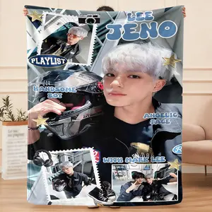 Jeno  flannel blanket, exclusive gift for home, office, camping travel, personalized pattern design, modern style, soft texture