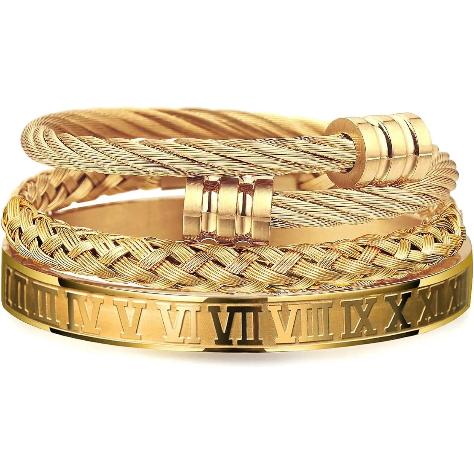 u seen bracelet for Men golden Roman numeral bangle bracelet twisted cable bracelet adjustable cuff bracelet mens  Stainless steel  luxury jewelry bracelets gifts,men jewelry, shop