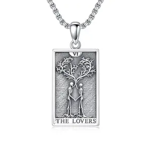 MEIDERBO Jewelry Tarot Card Necklace 925 Sterling Silver Skeleton Necklace The Sun Moon Star Strength Lovers Death Devil Fool Tarot Jewelry Christmas Birthday Gifts for Men Women Unisex