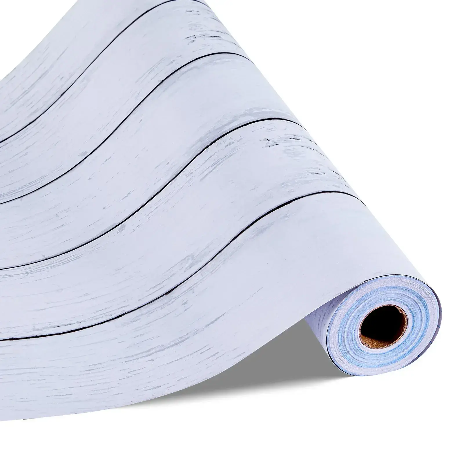 Peel and Stick White Wood Textured Wallpaper, 17.7x590.5in Waterproof Self-Adhesive Contact Paper, Easy-to-Clean Vinyl Roll for Bedroom, Kitchen, Home Improvement Wall Decor