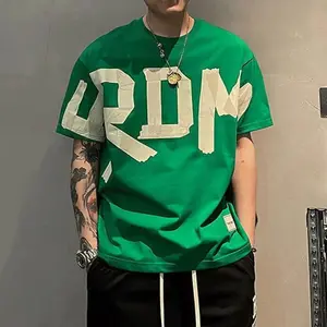 Summer Casual All-match Trend Korean Fashion Short Sleeve Round Neck Solid Color Letter Printed Loose Fashion Youth T-shirt