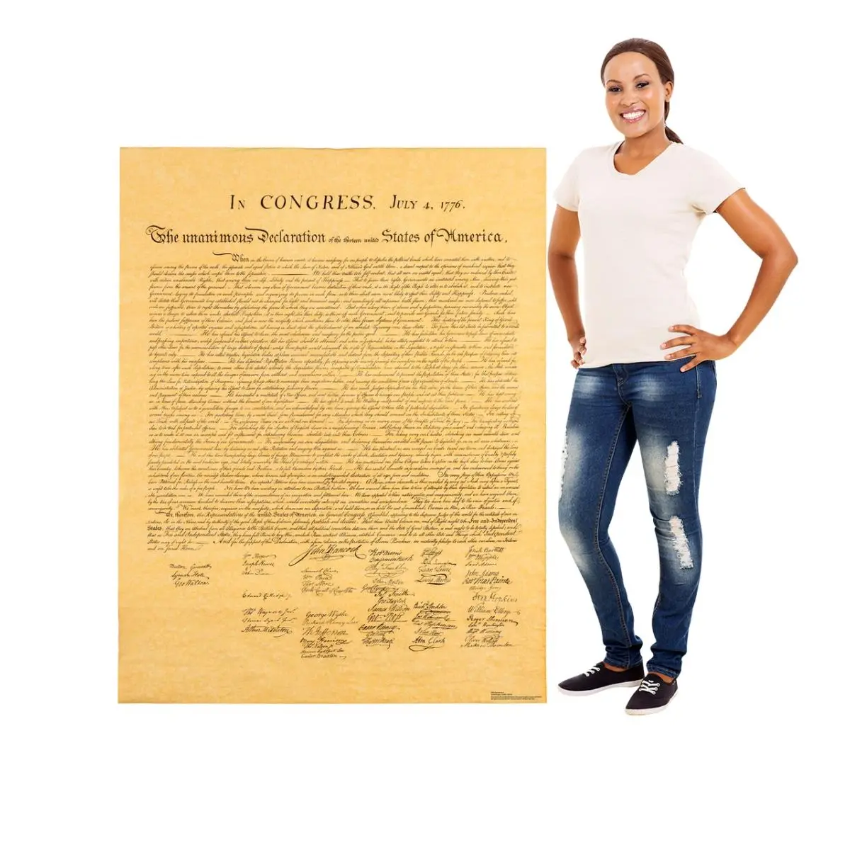 212 MAIN Single-Side Declaration of Independence Cardboard Cutout - 58x45 in. Large Home Supplies, Living Room Decor, Party Photo Prop