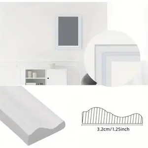 3.2cmx1meters Multifunctional Home Interior Decorative Wall Edges Sticker- Self-Adhesive PVC Molding Strip - Peel & Stick Reusable /ceiling Baseboard, Gloss Contemporary Trim Suitable for Walls, Modern