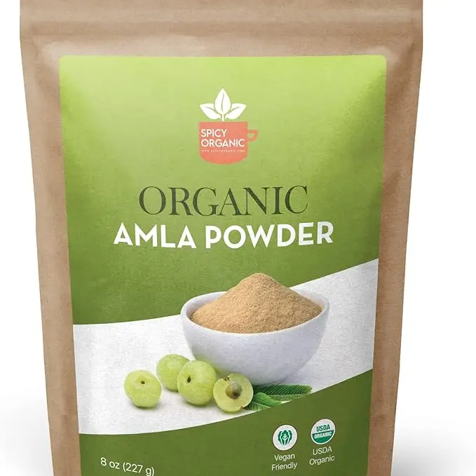 SPICY ORGANIC Amla Powder - 100% Pure USDA Organic - Amla Powder for Hair & Beverages - 8 OZ Healthcare Dietary Optimum