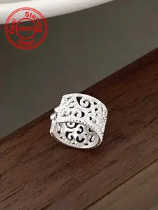 S925 Sterling Silver Elegant Hollow Out Design Cuff Earring, Fashionable Ear Cuff for Women, Trendy All-match & Exquisite Jewelry for Birthday Gift, Earrings Jewelry, High Quality Earrings