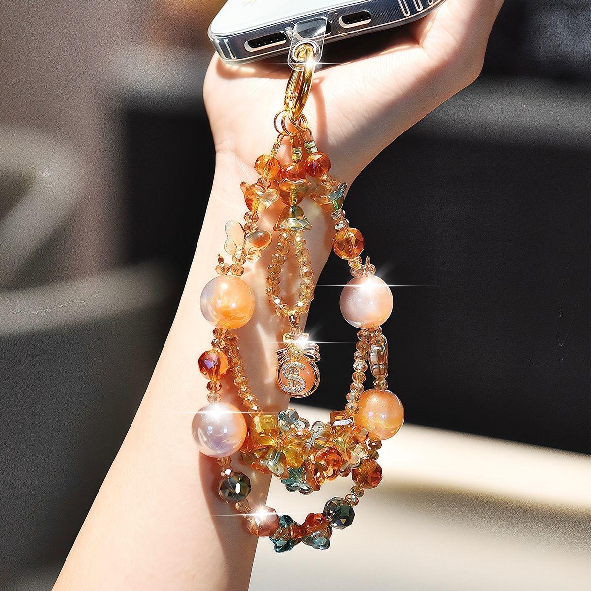 Boho Handmade Beaded Phone Charm! Cute Crystal Wrist Strap with Keychain, Aesthetic Phone Accessory for Women & Girls, Fits All Phones, Perfect Bag Charm Gift