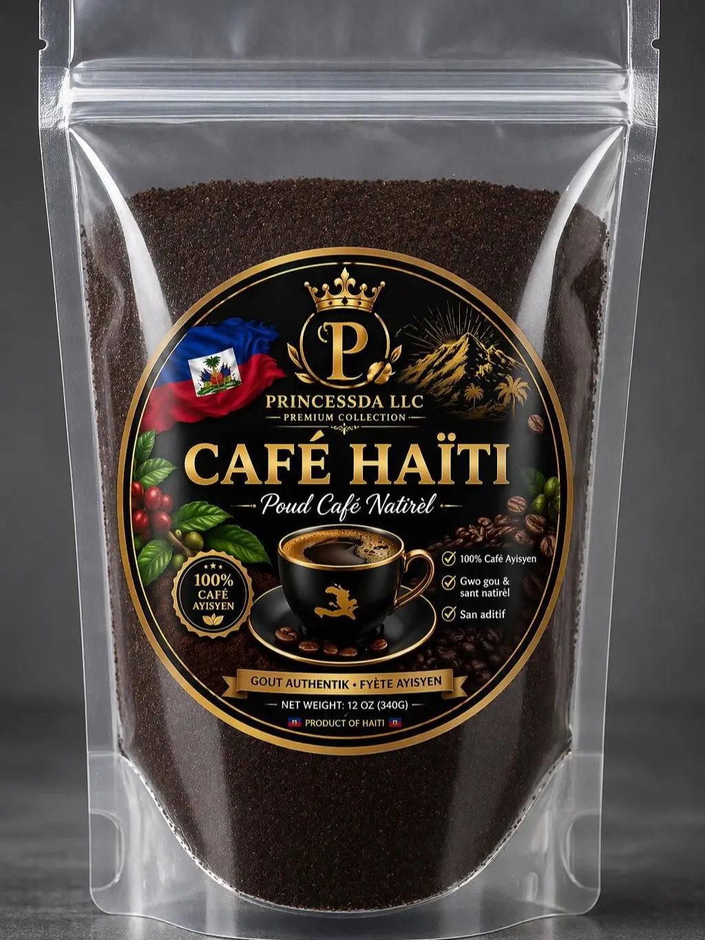 1 Kafe Ayisyen, Ground Coffee, Rich Milled Prime Hydration Powder