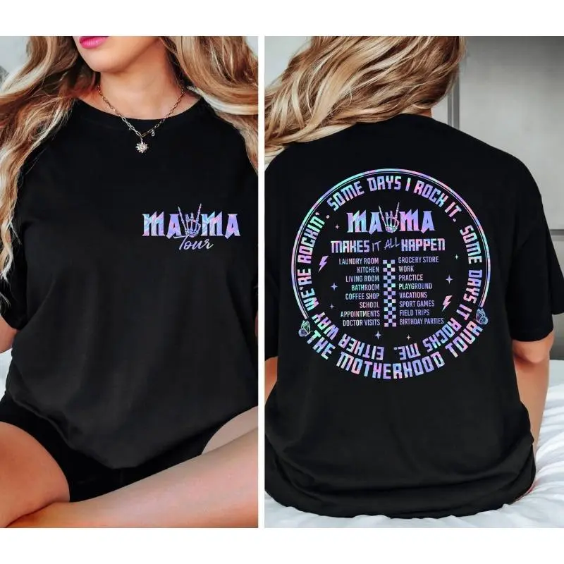Mama T-shirt | Motherhood Tour Shirt | Retro Rock Concert Mama Tee