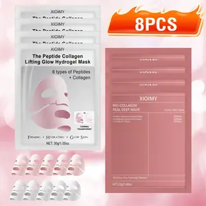 8pcs Bio Collagen & Hexapeptide Moisturizing Mask, Deep Hydration, Six Peptides, Elastic Skin, Younger Look, Facial Care, All Skin Types